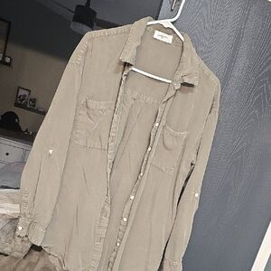 Carly Jean Los Angeles Olive Button Up Top
